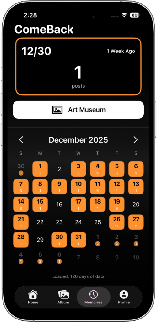 TimeLine main screen